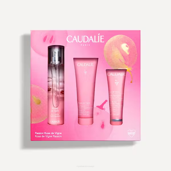 CAUDALIE ZESTAW ROSE DE VIGNE Woda Orzeźwiająca 50 ml + Żel pod Prysznic 50 ml + Regenerujący krem do rąk i paznokci Rose de Vigne 30 mlCAUDALIE ZESTAW RO