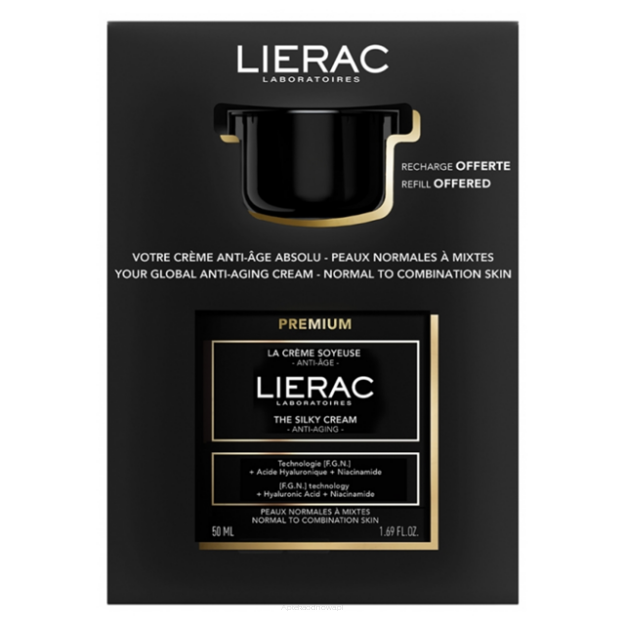 LIERAC PREMIUM Zestaw Jedwabisty krem anti - aging 50 ml + REFILL 50 ml