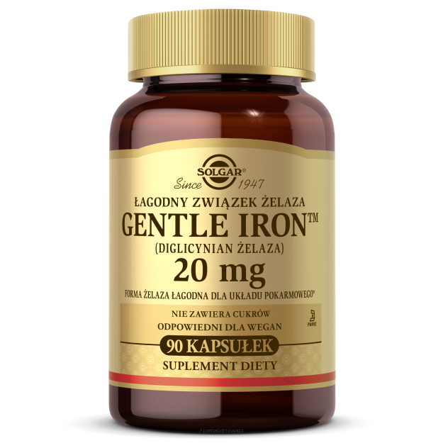 SOLGAR Gentle Iron (diglicynian żelaza) 20 mg 90 kapsułek