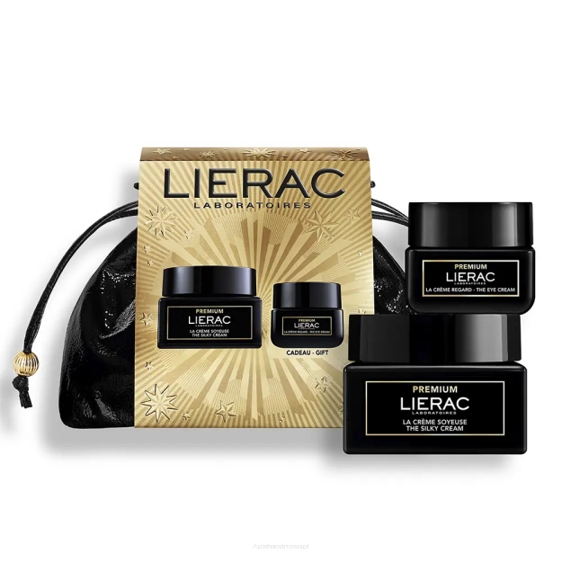 LIERAC PREMIUM ZESTAW Jedwabisty krem przeciwstarzeniowy 50 ml + PREZENT Krem pod oczy 20 ml + Kosmetyczka