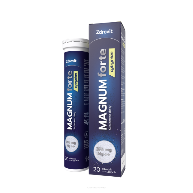 ZDROVIT MAGNUM FORTE  cytrynian 375 mg Mg++ 20 tabletek musujących