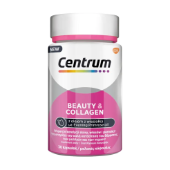CENTRUM BEAUTY & COLLAGEN Zestaw witamin i minerałów z olejem z wiesiołka dla skóry, włosów i paznokci 30 kapsułek