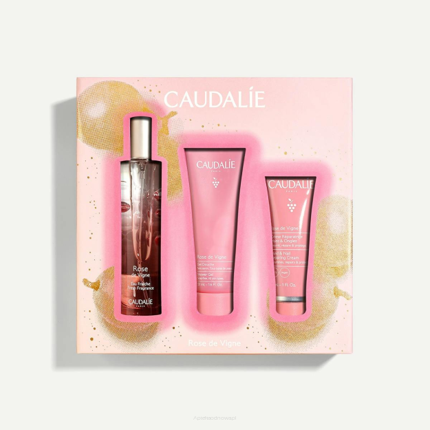 CAUDALIE ZESTAW ROSE DE VIGNE Woda Orzeźwiająca 50 ml + Żel pod Prysznic 50 ml + Regenerujący krem do rąk i paznokci Rose de Vigne 30 mlCAUDALIE ZESTAW RO