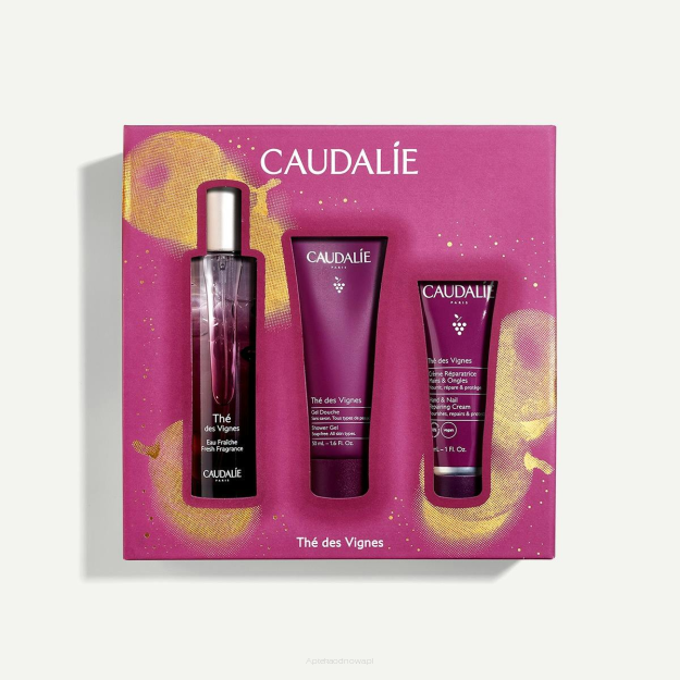 CAUDALIE ZESTAW The des Vignes Woda Orzeźwiająca Thé des Vignes 50 ml + PREZENT Żel pod Prysznic 50 ml + Regenerujący Krem do Rąk i Paznokci 30 ml