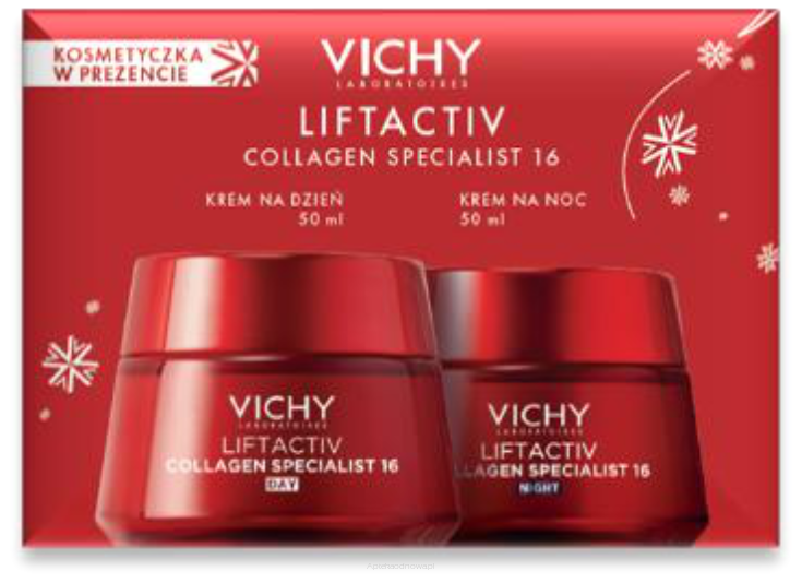 VICHY LIFTACTIV COLLAGEN SPECIALIST 16 ZESTAW Krem na dzień 50 ml + Krem na noc 50 ml + kosmetyczka