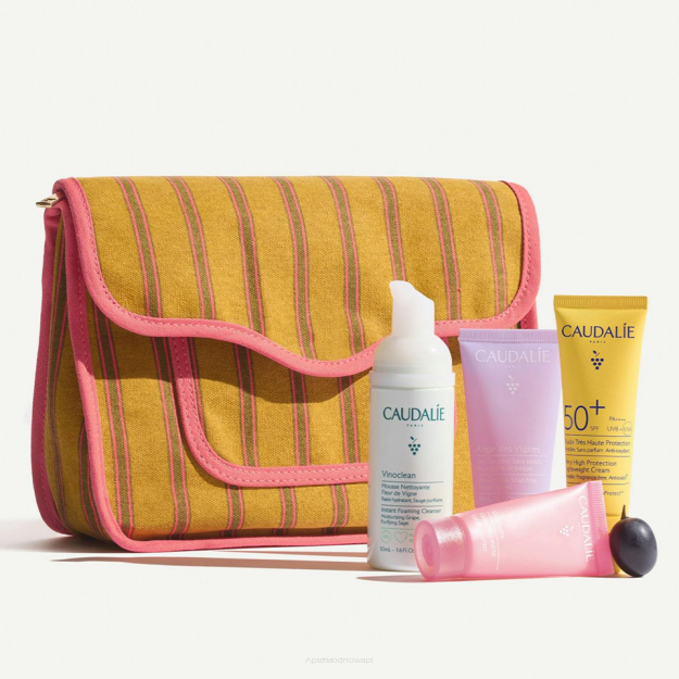 CAUDALIE ZESTAW Essentials x Maria de la Orden Pianka 50 ml + Nawilżający krem-żel 15 ml + Fluid 20 ml + Żel pod prysznic 30 ml.