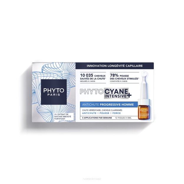 PHYTO PHYTOCYANE INTENSIVE+ Kuracja przeciw progresywnemu wypadaniu włosów u mężczyzn 12 fiolek x 5 ml