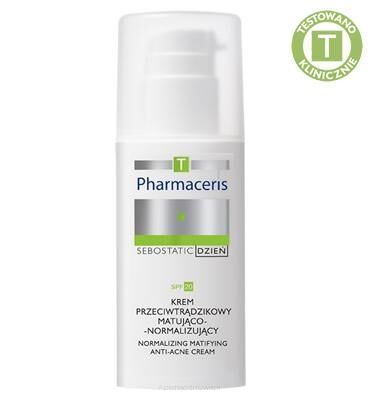 PHARMACERIS T SEBOSTATIC DZIEŃ przeciwtrądzikowy krem normalizujący zwężający pory  SPF 20 50 ml 