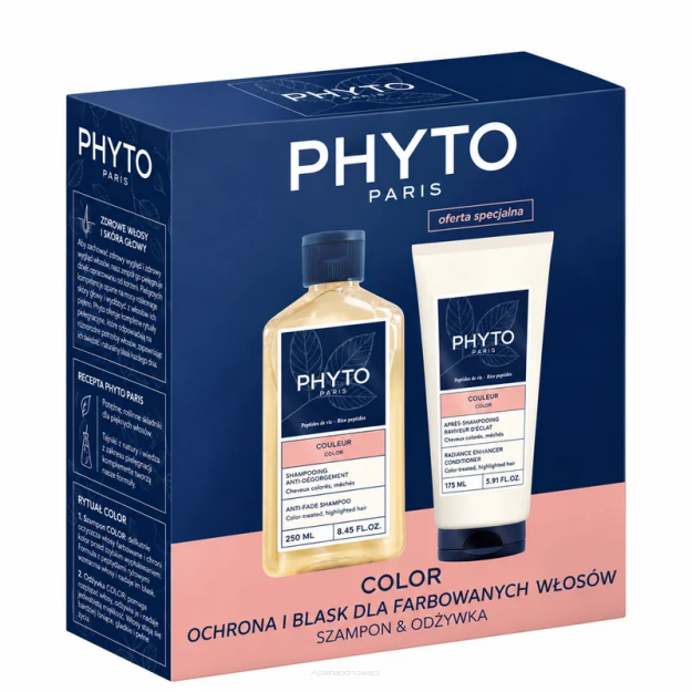 PHYTO Color Szampon chroniący kolor 500 ml + PREZENT Odżywka wzmacniająca blask 175 ml