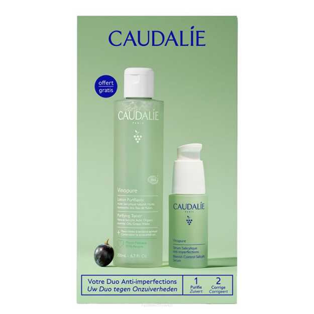 CAUDALIE VINOPURE ZESTAW Serum na niedoskonałości 30 ml + Tonik oczyszcający 200ml