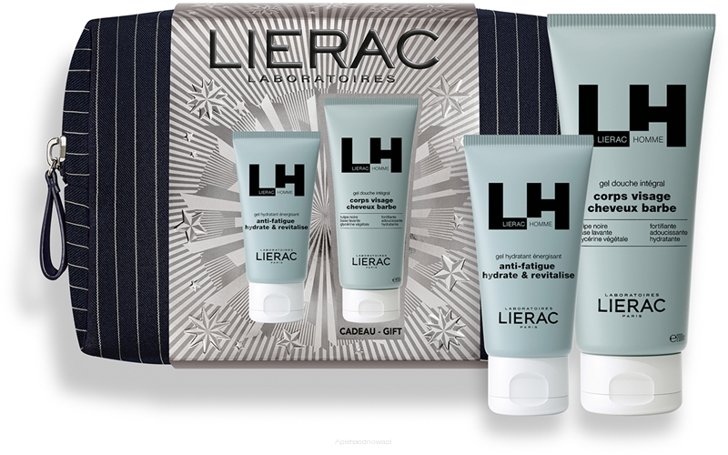 LIERAC HOMME ZESTAW Emulsja ANTI-AGE 50ml + Dezodorant 50 ml + Kosmetyczka